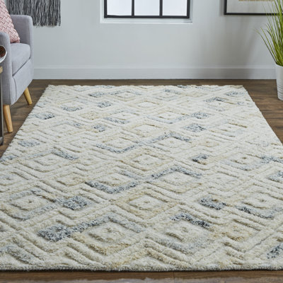 Eulalie Geometric Hand Tufted Ivory Area Rug