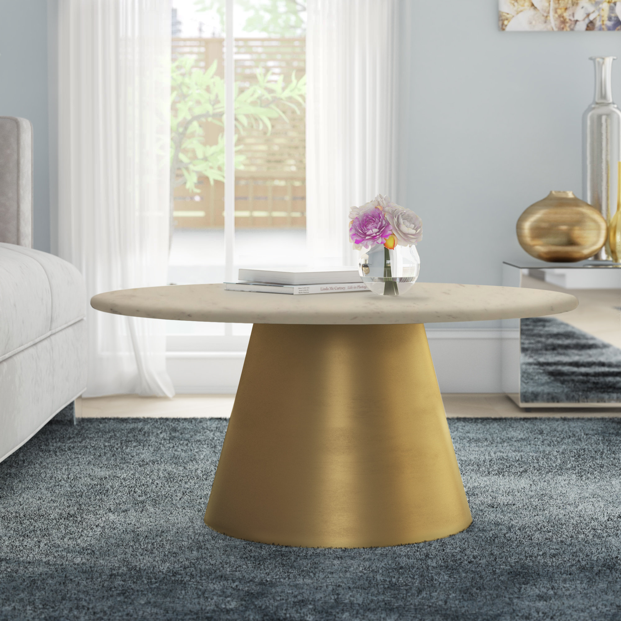 wayfair gold marble coffee table