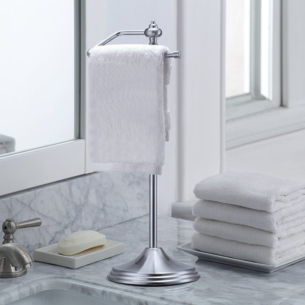 Countertop Hand Towel Stand Free Standing Holder Bathroom Rack Organizer Double 