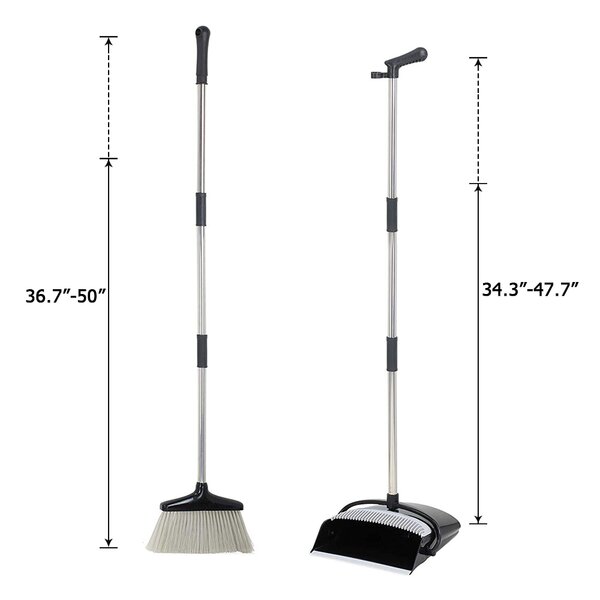 ANMINY Lengthened Collapsible Adjustable Long-handled Broom and Dustpan ...