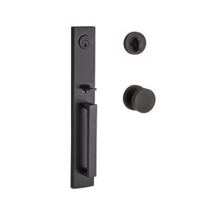 Santa Cruz Single Cylinder Handleset Cruz Contemporary Door Knob and Contemporary Round Rose