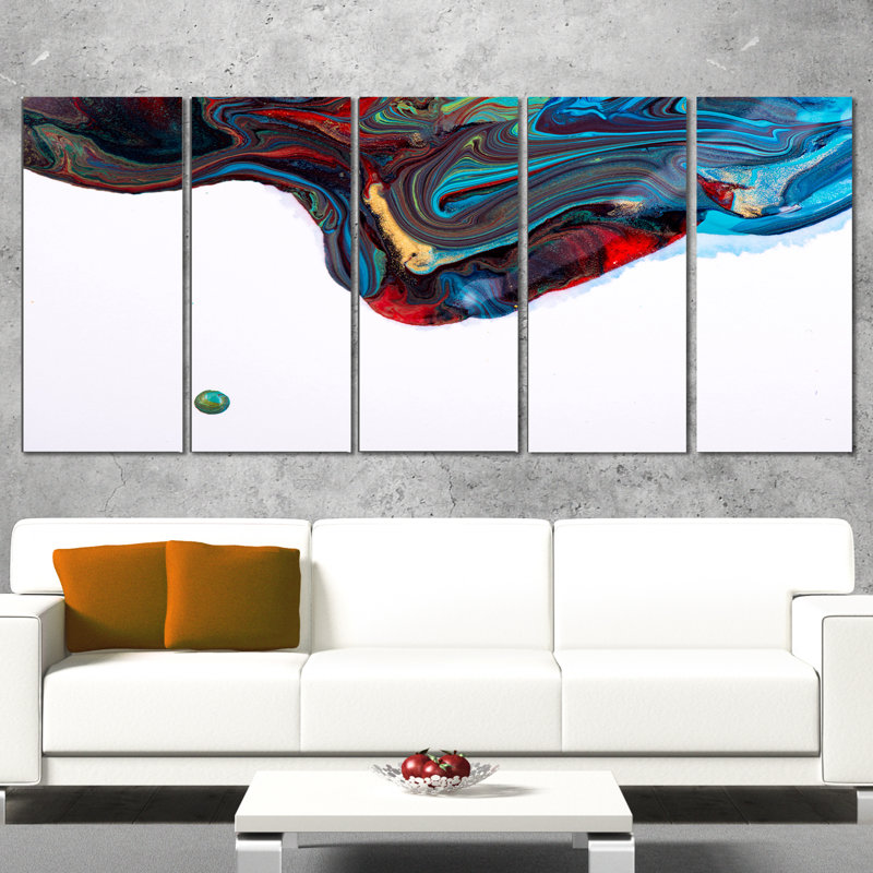Designart Multi Color Abstract Acrylic Paint Mix 5 Piece Painting