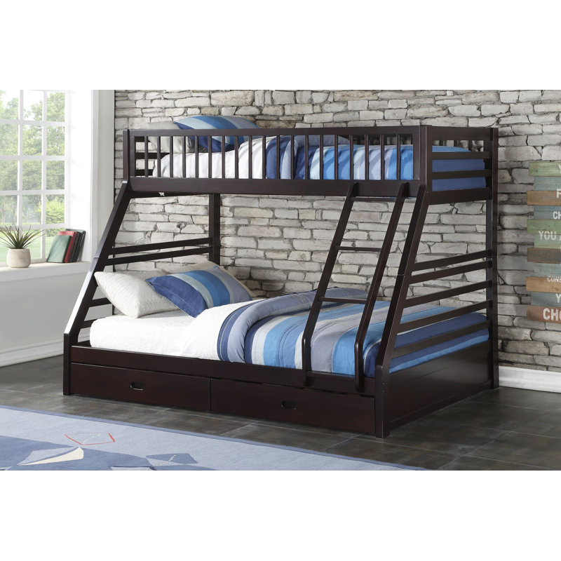 Harriet Bee Haslingden Twin Xl Over Queen Bunk Bed With Drawers