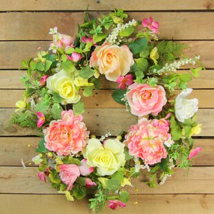 Pale Yellow Peony Square Twig Welcome Wreath