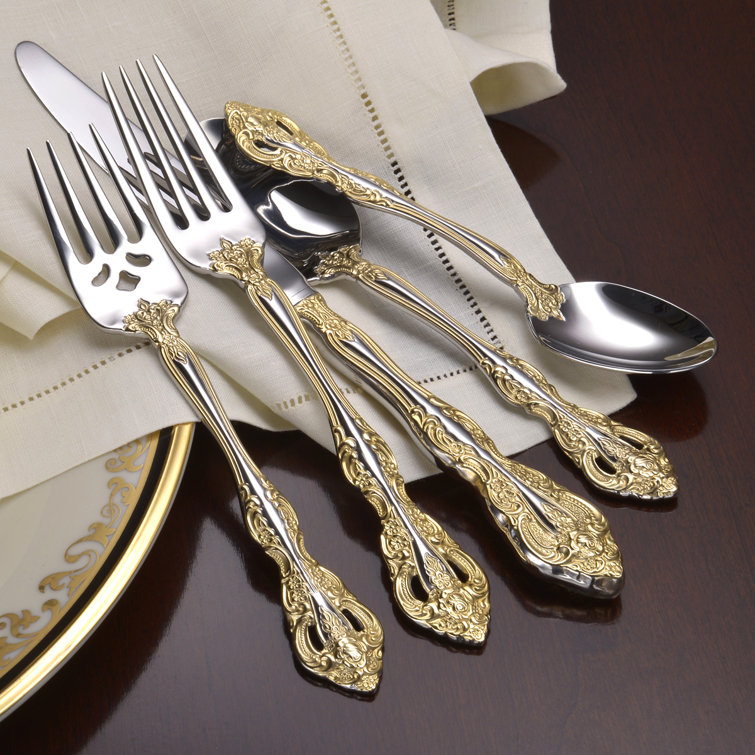 Oneida Golden Michelangelo 5 Piece Flatware Set Service For 1 18 10 Stainless Steel Reviews Wayfair