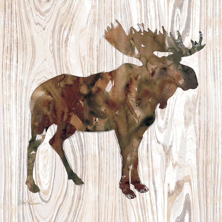 East Urban Home Pine Forest Moose Painting Print On Wrapped Canvas