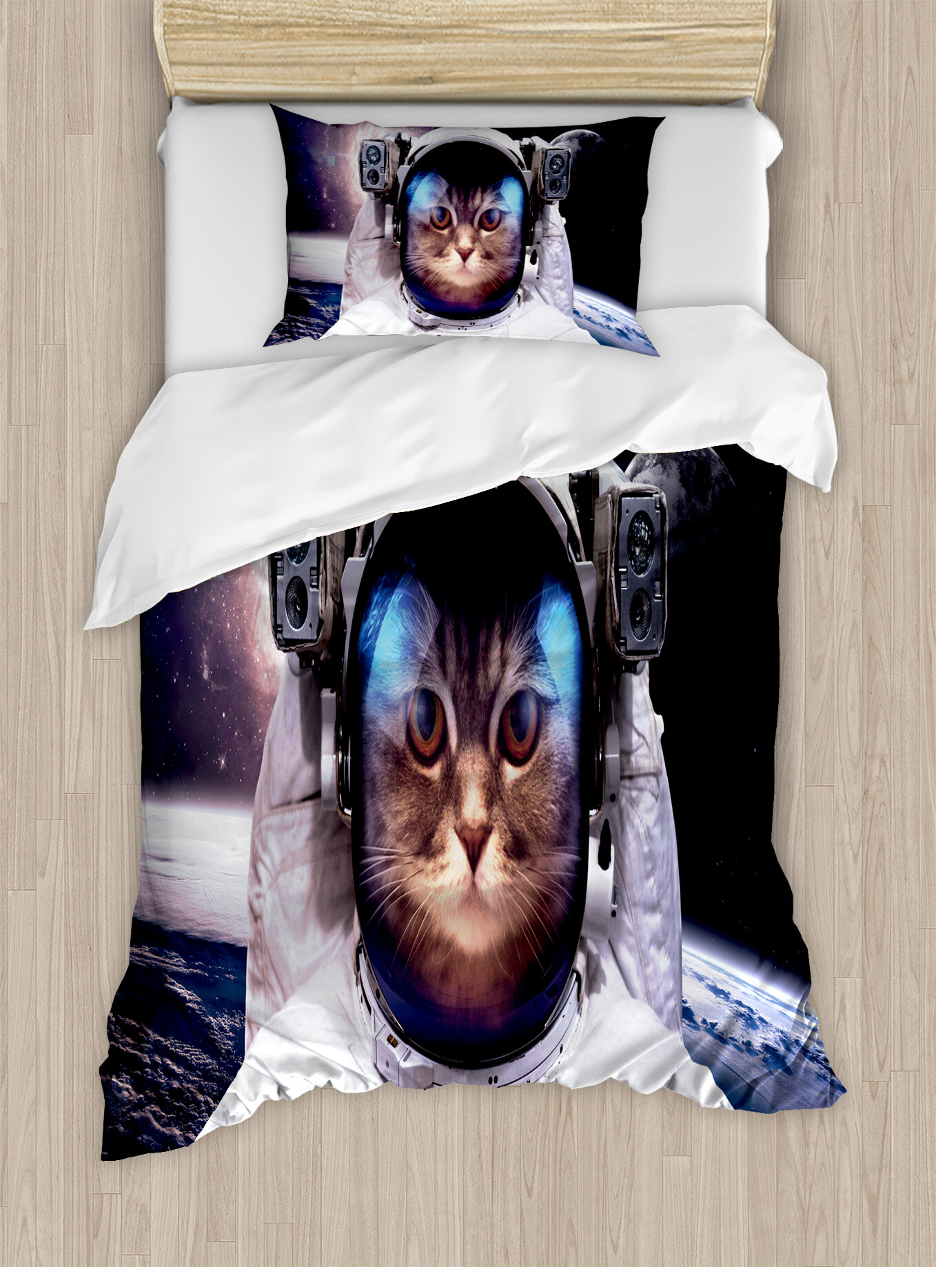 space cat duvet cover