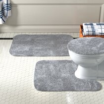 4X Bathroom Rug Set Non Slip Bath Mat Carpet Toilet Lid Cover Shower Curtain 