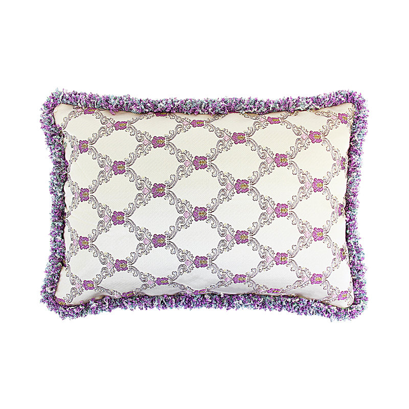 Astoria Grand Donato European Embroidery Plush Edge Pillow Cover