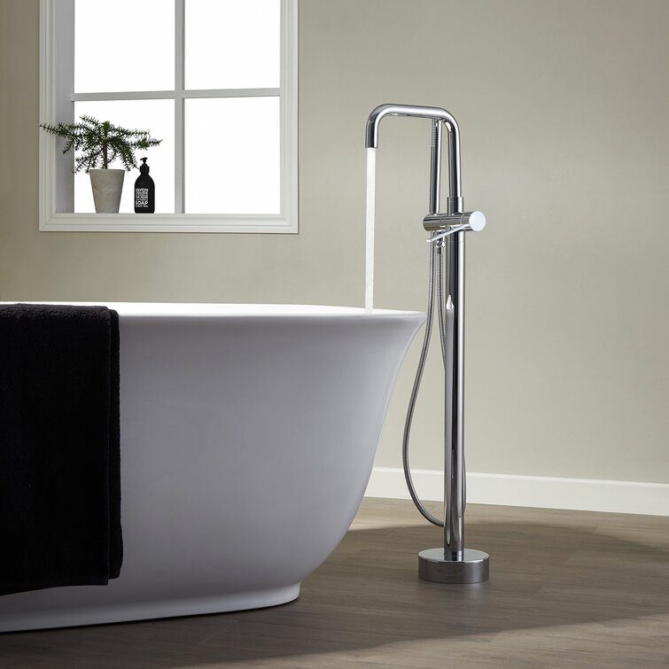 Modern Silver Freestanding Bathtub Faucet 