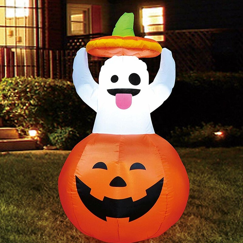 The Holiday Aisle® Halloween Ghost in Pumpkin Inflatable & Reviews ...