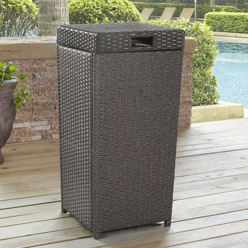 Mistana Crawfordsville Outdoor Wicker Trash Can Reviews Wayfair