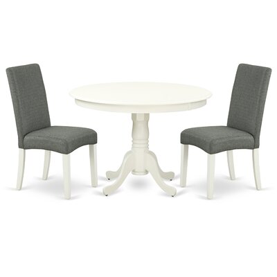 Emjay 3 Piece Solid Wood Breakfast Nook Dining Set Winston Porter Table Color: Linen White, Chair Color: Gray