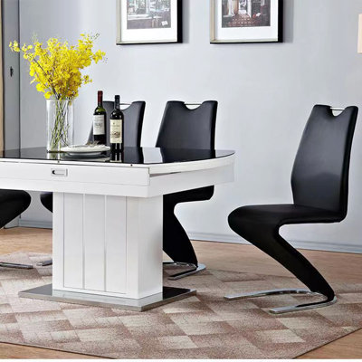 Appoline 36.6"H Modern Faux Leather 'Z' Leg Dining Chairs, Mermaid Upholstered Side Chairs Accent Stool for Dining Kitchen Room, living areas