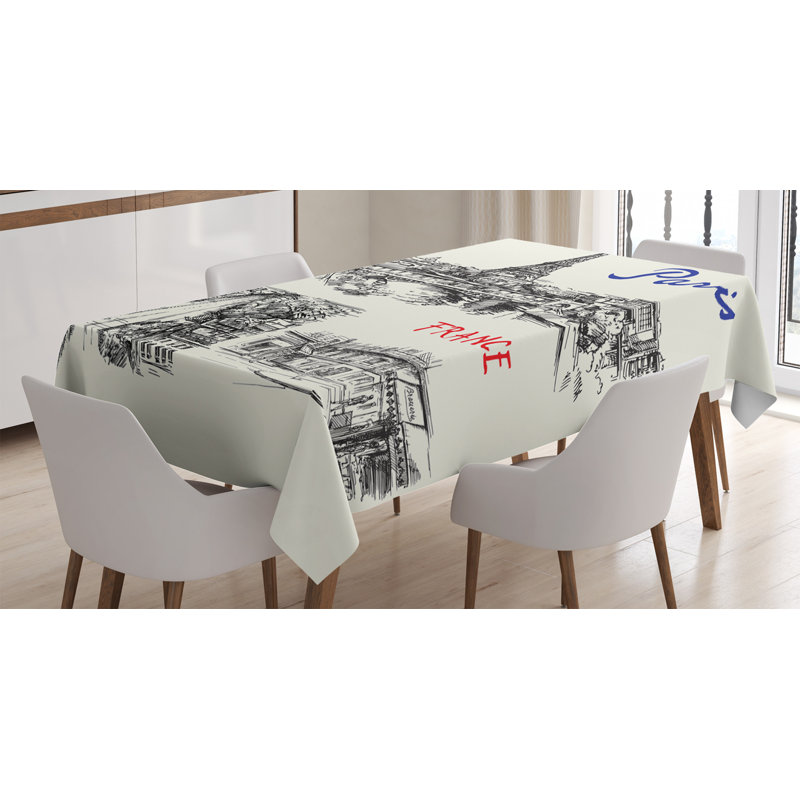 East Urban Home Ambesonne Eiffel Tower Tablecloth Paris Sketches