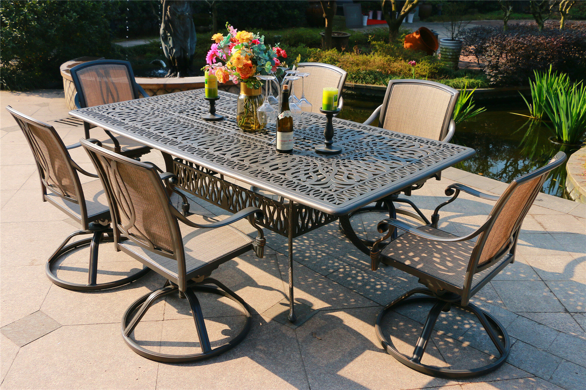 garden table and 6 chairs grey