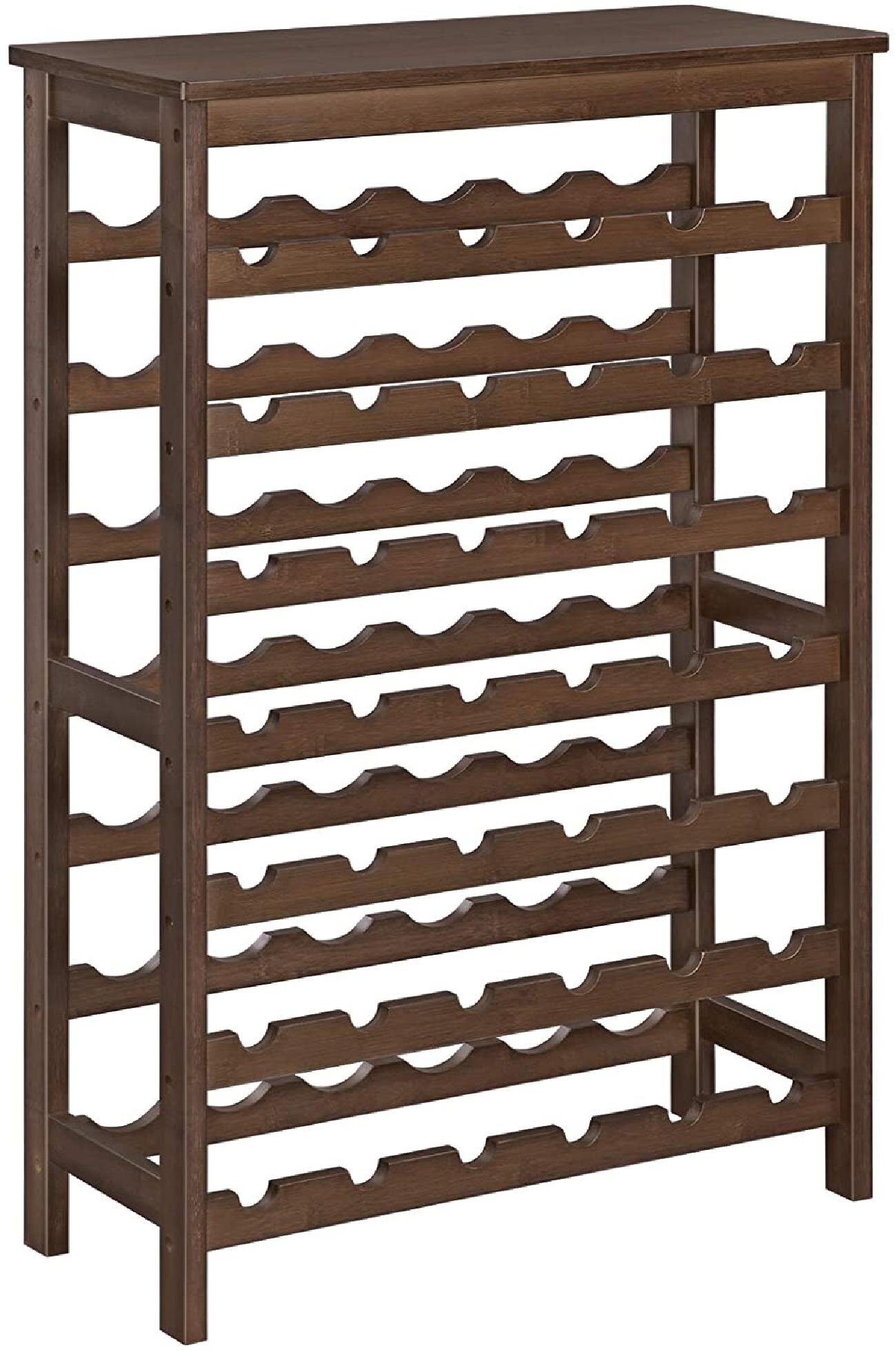 Prep Savour 42 Bottle Wine Rack Free Standing Floor 7 Tier Display Wine Storage Shelves With Table Top Bamboo Wobble Free Bottle Holder For Kitchen Bar Dining Room Living Room Walnut Color Ukwr27wl