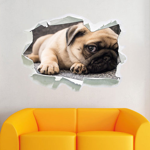 East Urban Home Wandtattoo Susser Mops Auf Teppich Wayfair De