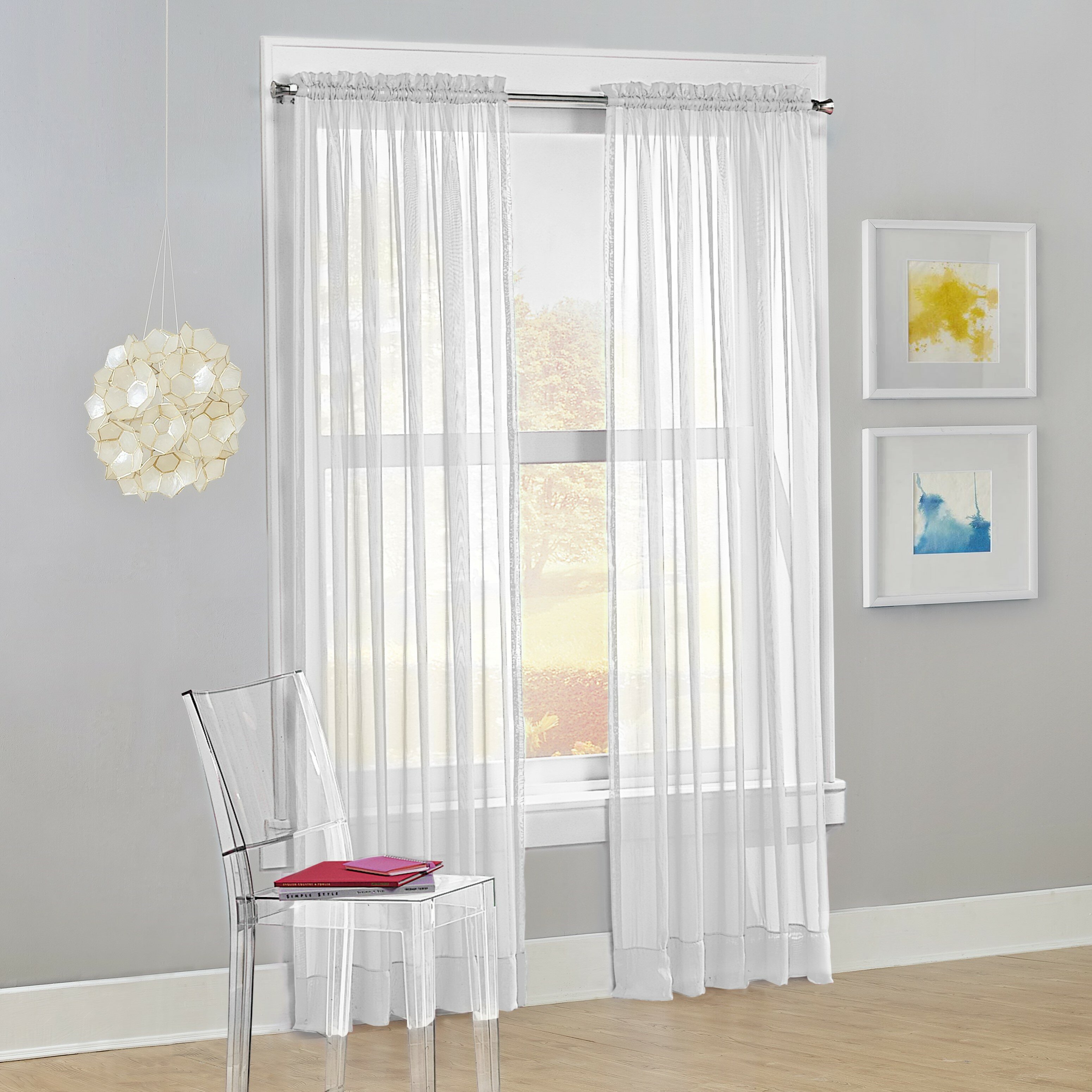 Transparent Basics Solid Sheer Curtain Panel Rod Pocket Voile Drape Decoration