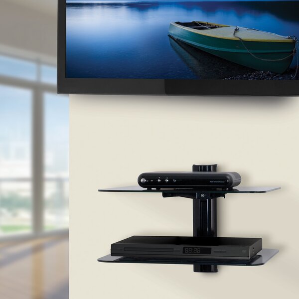 Details about   Mount-It Floating Wall Mounted AV Entertainment Shelf3 Black Tempered Glass 