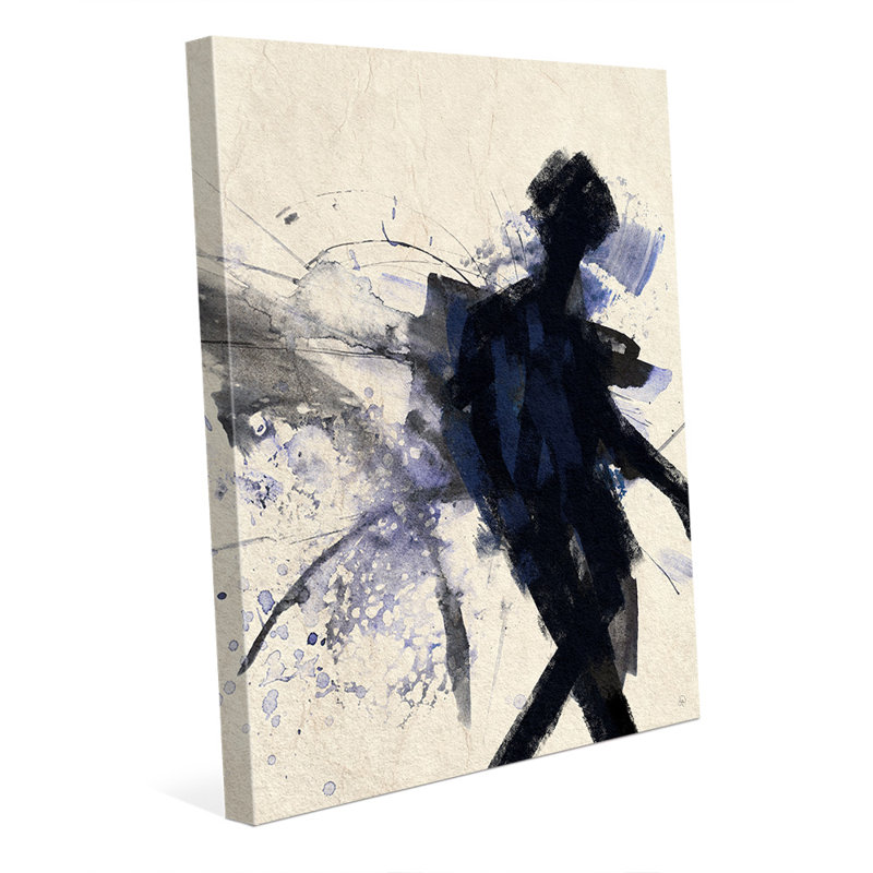Click Wall Art Shadow Figure Indigo Painting Print On Wrapped