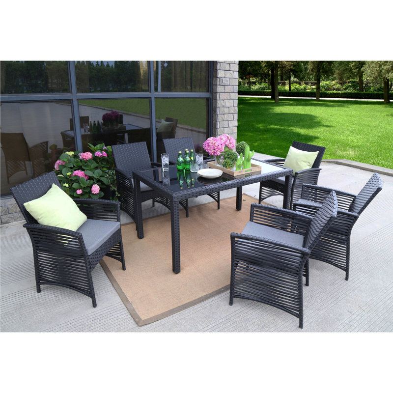 Bay Isle Home Zayas Backyard Steel Frame 7 Pieces Dining Set With