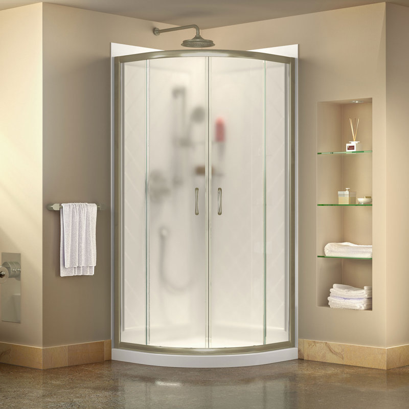 Dreamline Prime 33 X 76 75 Round Sliding Shower Enclosure With Base Included Reviews Wayfair