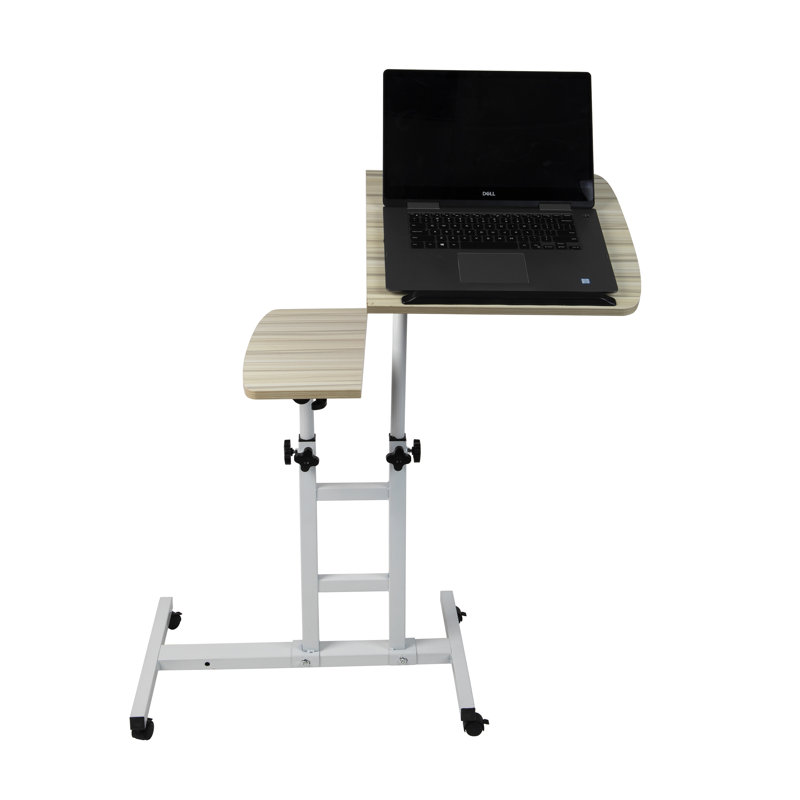Mind Reader Variable Height Rolling Standing Desk Home Office Laptop Workstation Locking Wheels Adjustable Angle White Wood Wayfair Ca