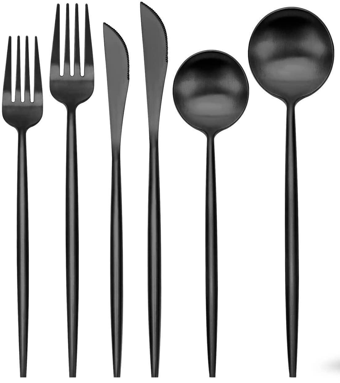 5pcs Matte Black Stainless Steel Forks For Salad,Dessert,Fruit Flatware Set 4.8“ 