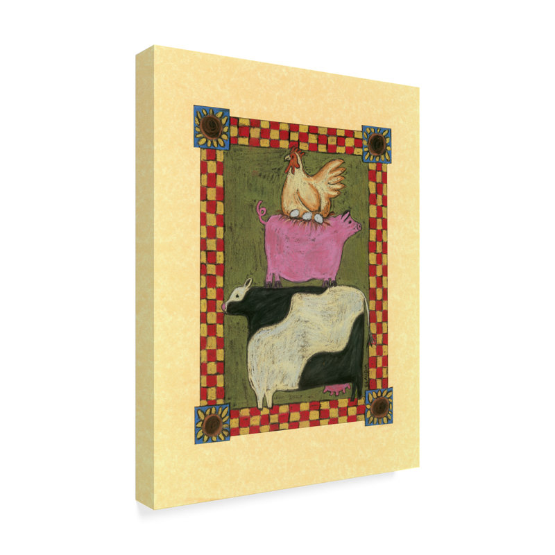 August Grove Chicken Pig Cow Stacked Acrylic Painting Print On