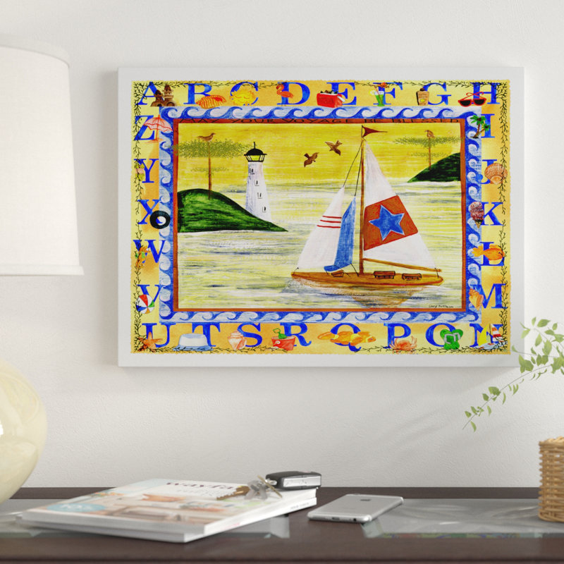 Winston Porter Sailboat Sunset Alphabet Beach Acrylic Painting