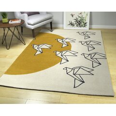 Flat Woven Accent Rug for Living Room Bedroom Dining Room Japanese Artwork in Traditional Style Design Bamboo Sakura Tree Theme White Tan 4' X 5.7' Lunarable Asian Area Rug 