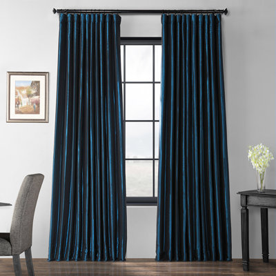 Half Price Drapes Faux Silk Extra Wide Taffeta Blackout Single