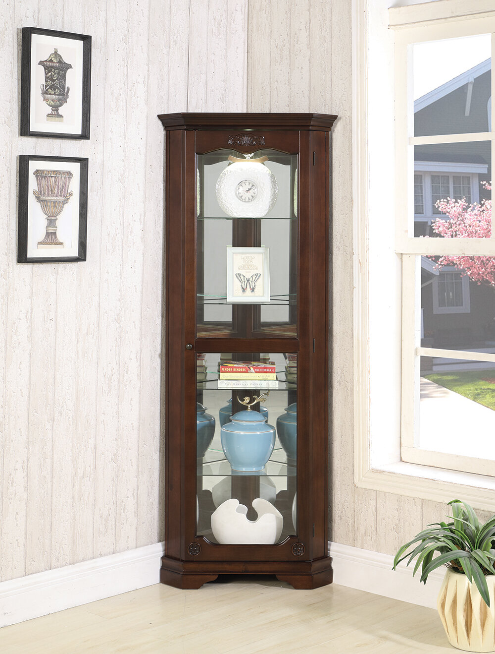 Alcott Hill Darrens Corner Curio Cabinet Reviews Wayfair