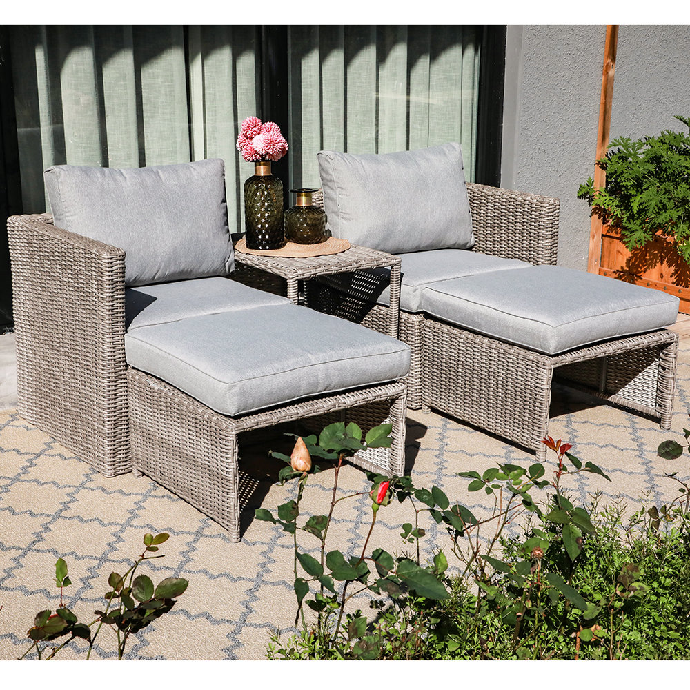 Coastal Farmhouse Morland 5 Piece Rattan Sectional Seating Group With Cushions Reviews Wayfair