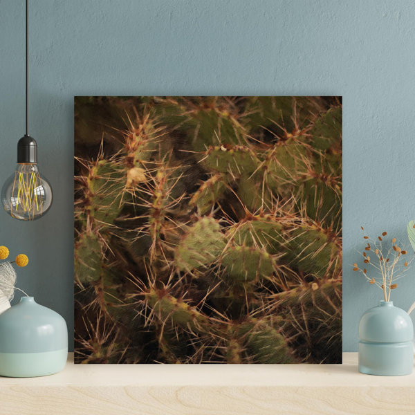 Foundry Select Green Cactus Plany - Wrapped Canvas Painting | Wayfair