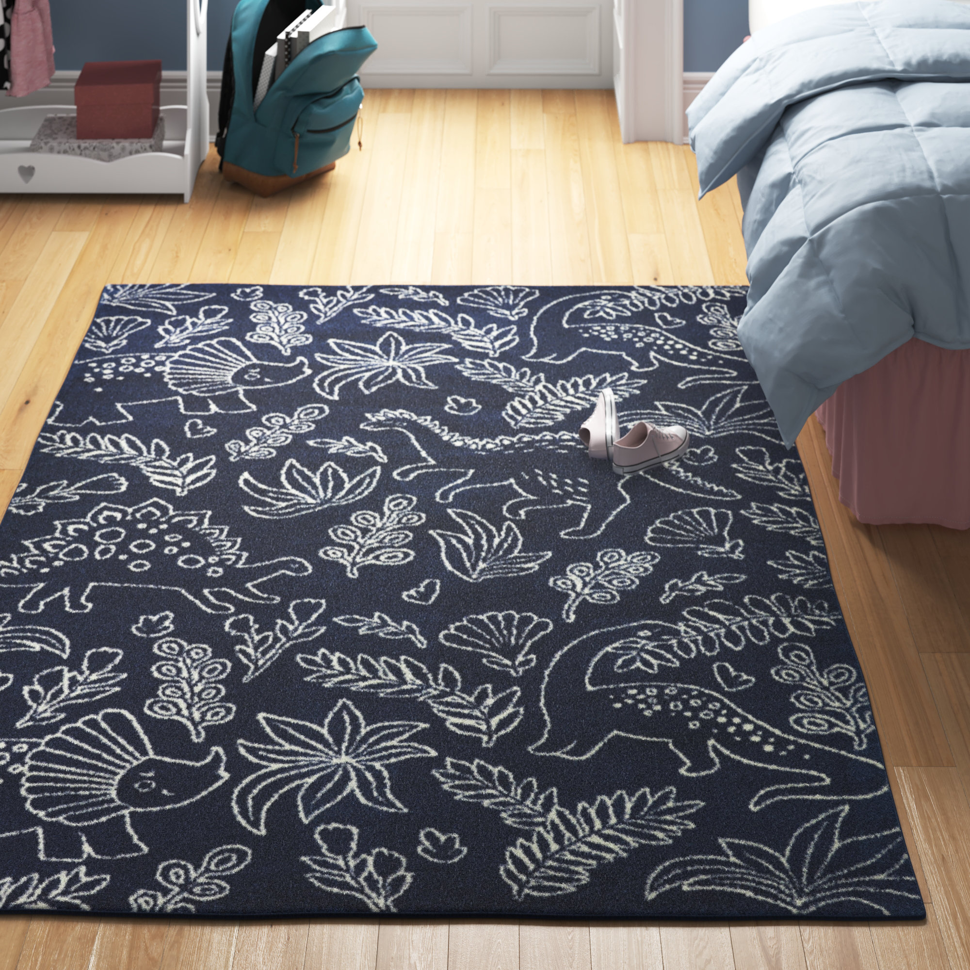 Viv + Rae Hartig Animal Print Navy Blue Area Rug & Reviews Wayfair