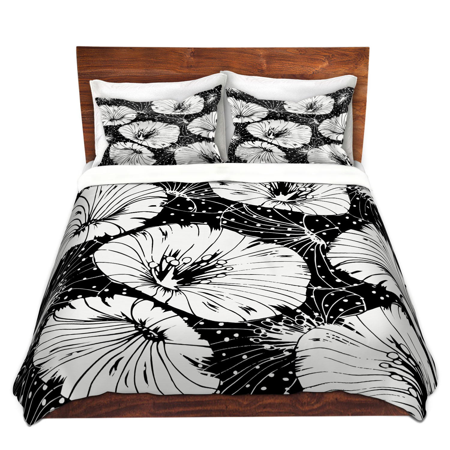 East Urban Home Black Flowers Duvet Cover Set Wayfair