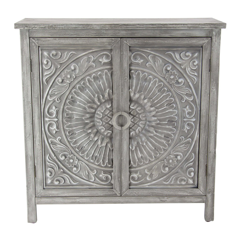 One Allium Way Ignazio Wood Flourished 2 Door Accent Cabinet