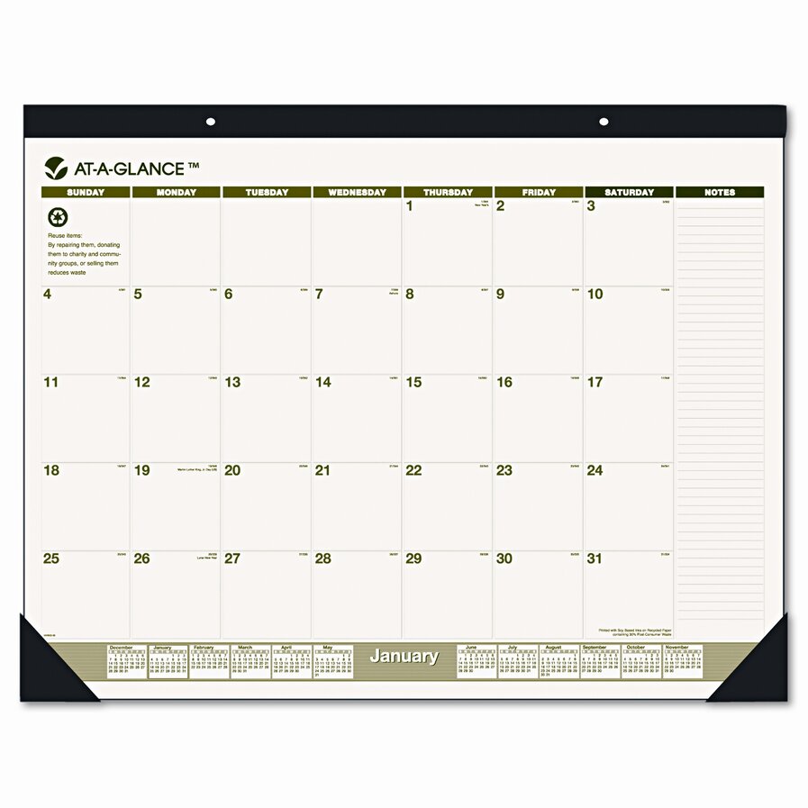 Recycled Monthly Desk Pad Calendar