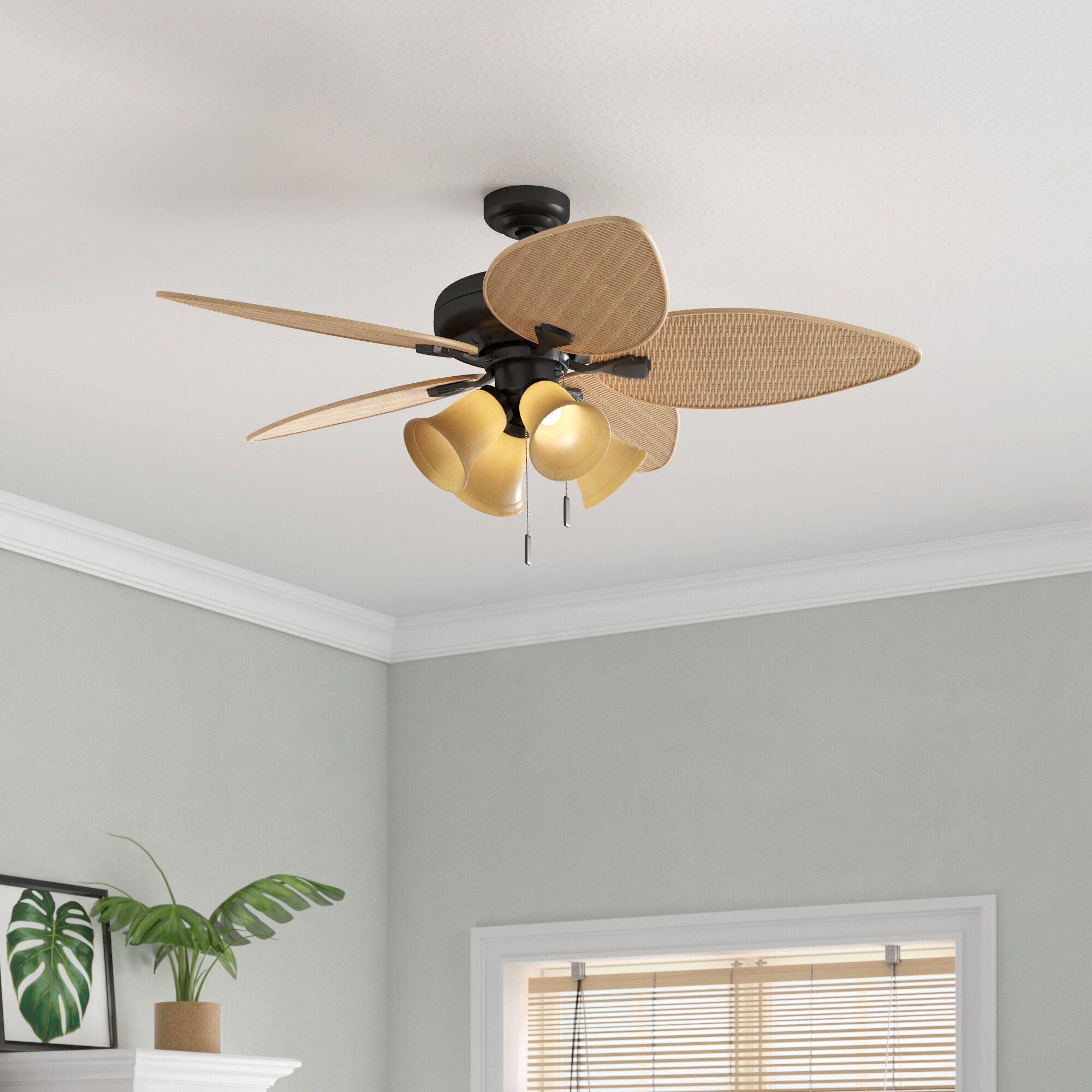 Bay Isle Home 52 Mccall 5 Blade Leaf Blade Ceiling Fan With Pull Chain And Light Kit Included Reviews Wayfair Ca