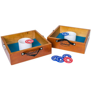 Premium Wooden Washer Toss Game Set Portable Washers Game Lawn Backyard Outdoor Games with 8 Metal Washers 