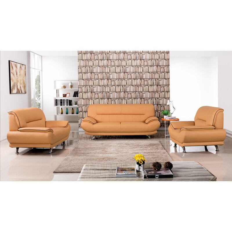 Holbrooke Leather 3 Piece Living Room Set