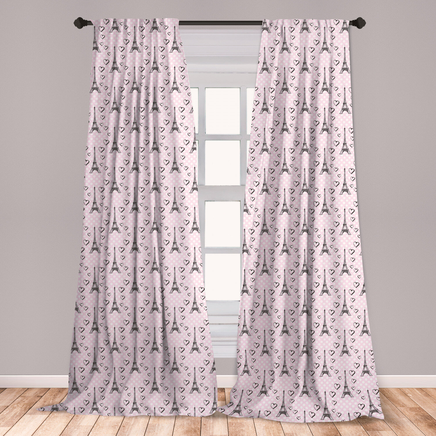 East Urban Home Ambesonne Eiffel Window Curtains