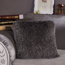 grey shag pillow
