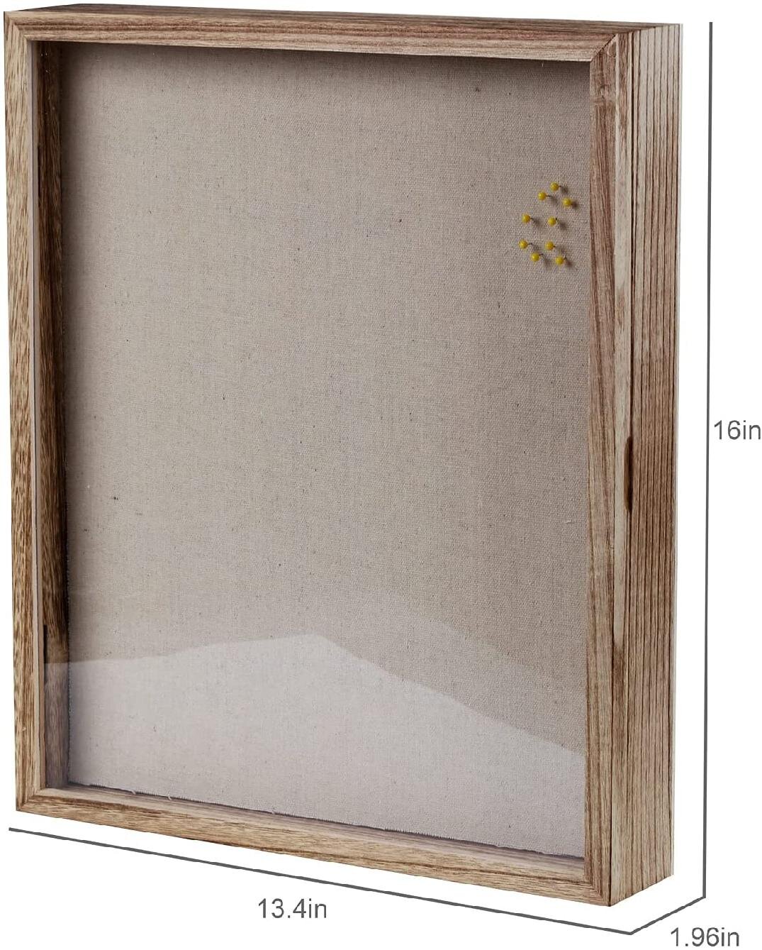 4-Pack 12x15" Display Shadow Box Frame with Linen Background and 8 Stick Pins 