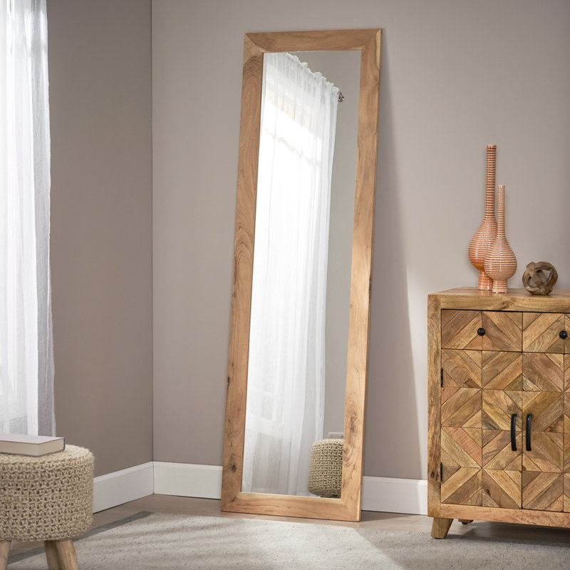 Ebern Designs Sydney Rustic Floor Mirror With Acacia Wood Frame