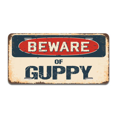 Beware Of Guppy Rustic Sign SignMission Classic Rust Wall Plaque Decoration 