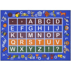 Children's Educational Blue Area Rug