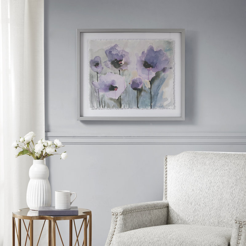 Glass Floral Art - 'Blooming Spring' Framed Graphic Art on Glass